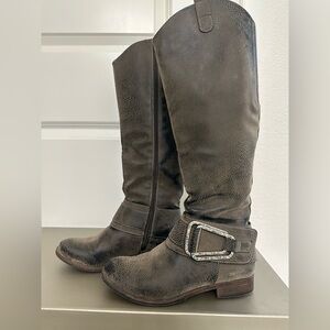 Distressed Grey Women's Riding Boots by Levity